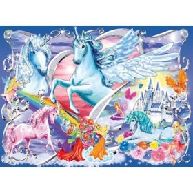 Puzzle unicorni cu sclipici 100 piese starline cu sclipici